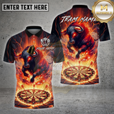 Maxcorners Dart Shirt Flaming Bull Dartboard Fire Theme Multi Options Personalized Name, Team Name 3D Shirt