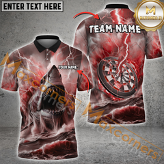 Maxcorners Shark and Lightning Darts Jersey Multicolor Option Customized Name, Team Name 3D Polo Shirt