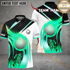 Maxcorners Fire Swing Golf Polo Shirt, Customized Name & Team Name 3D Shirts (4 Colors)