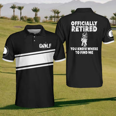 Maxcorners Officially Retired Golf Polo Shirt, Mens Golf Shirt, Funny Golf Shirt