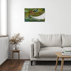 Maxcorners Funny Musky fishing Art Matte Canvas Muskellunge Fish Wall Art LM0101