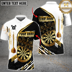 Maxcorners Darts Champion Golden Multicolor Customized Name, Team Name 3D Polo Shirt