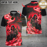 Maxcorners Bowling Flame Reaper And Fire Skull Multicolor Customized Name, Team Name 3D Shirts