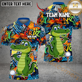 Maxcorners Graffiti Gator Golf Polo Shirt, Customized Name & Team Name 3D Shirts (4 Colors)
