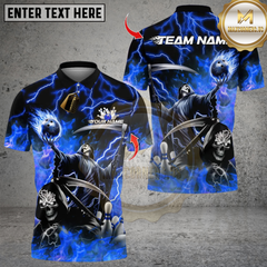 Maxcorners Bowling Grim Reaper Skull Multicolor Customized Name, Team Name 3D Shirts