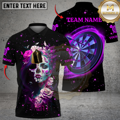Maxcorners Dark Rose Reaper Neon Skull Multicolor Customized Name, Team Name 3D Shirts