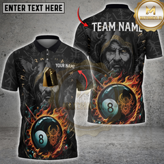 Maxcorners Billiards Viking 8-Ball Pool Multicolor Customized Name, Team Name 3D Shirt