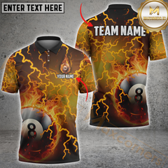 Maxcorners Billiard Thunder Lightnig Multicolor Options Personalized Name, Team Name 3D Shirt