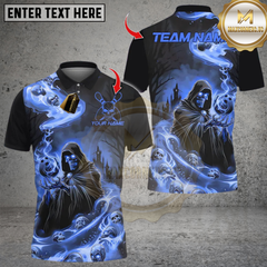 Maxcorners Bowling Flame Reaper And Fire Skull Multicolor Customized Name, Team Name 3D Shirts
