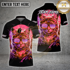 Maxcorners Darts Shirts Neon Cat Cyberpunk Design Multi Options Personalized Name, Team Name 3D Shirt