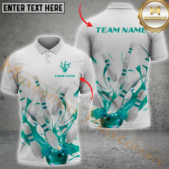 Maxcorners Strike Master Bowling Jersey Multicolor Option Customized Name, Team Name 3D Polo Shirt