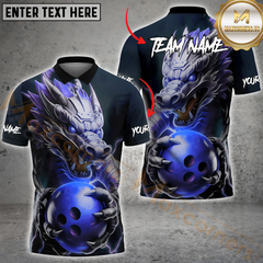 Maxcorners Bowling Cyber Dragon Neon Strike Multicolor Customized Name, Team Name 3D Polo Shirt