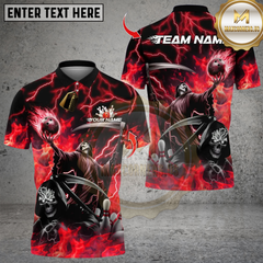 Maxcorners Bowling Grim Reaper Skull Multicolor Customized Name, Team Name 3D Shirts