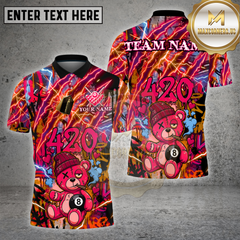Maxcorners Billiard Shirt 8 Ball Purple Electric 420 Bear Design Multi Options Personalized Name, Team Name 3D Shirt