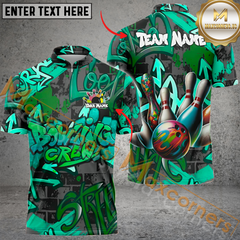 Maxcorners Ball And Pins Graffiti Bowling Crew Jersey Multicolor Options Personalized Name, Team Name 3D Shirt