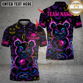 Maxcorners Scary Teddy Bear With Bowling Multicolor Customized Name, Team Name 3D Shirts