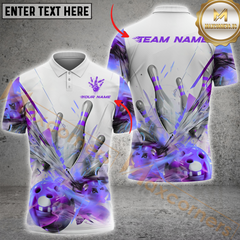 Maxcorners Glass Broken Bowling Jersey Multicolor Option Personalized Name, Team Name 3D Polo Shirt