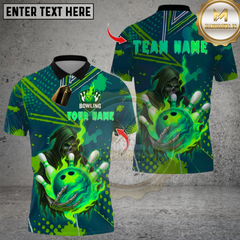 Maxcorners Bowling Grim Reaper Skull Design Multioptions Personalized Name, Team Name Unisex 3D Shirts