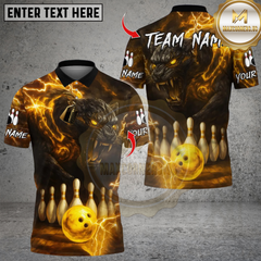 Maxcorners Black Panther Lightning Bowling Multicolor Customized Name, Team Name 3D Shirts