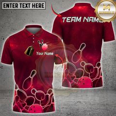Maxcorners Galaxy Bowling Strike Multicolor Customized Name, Team Name 3D Shirt
