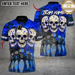 Maxcorners Death Strike Skull Bowling Multicolor Customized Name, Team Name 3D Shirts