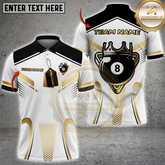 Maxcorners Luxury 8-Ball King Multicolor Customized Name, Team Name 3D Shirts| White