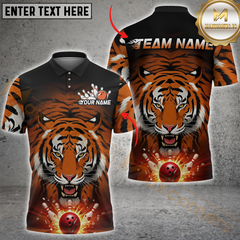 Maxcorners Bowling Roaring Tiger Multicolor Customized Name, Team Name 3D Shirts