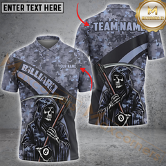 Maxcorners Billiard Grim Reaper Camouflage Multicolor Customized Name, Team Name 3D Shirt