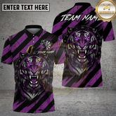 Maxcorners Dart Tiger Purple Black Stripes Multicolor Options Personalized Name, Team Name 3D Shirt (4 Colors)