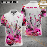 Maxcorners Glass Broken Bowling Jersey Multicolor Option Personalized Name, Team Name 3D Polo Shirt