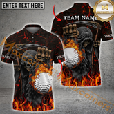 Maxcorners Grim Reaper Flaming Golf Jersey Multicolor Option Customized Name, Team Name 3D Polo Shirt