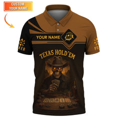 Maxcorners Texas Hold'em Custom Name Poker Shirt - Vintage Skull ACE Design - Gift for PlayersLM1009