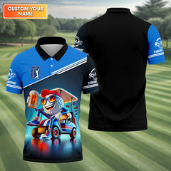 Maxcorners I Love Golf Custom Men's Golf Polo Shirt, Funny Beer Golf Shirt, Dad Golf Gifts