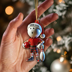 Maxcorners Custom Name Bowling Ornament, Bowling Christmas Gift 2D Flat LM2111
