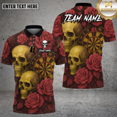 Maxcorners Skull Rose Shirt Green Rose Vintage Skull Multioptions Personalized Name, Team Name Unisex 3D Shirt (4 Colors)