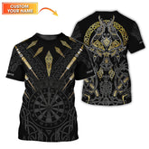 Maxcorners Viking Wolf Darts Jersey, Custom Name Dart Shirt for Men, Gift For Dart Players LM0509