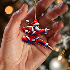 Maxcorners Custom Name Santa Karate Ornament, Christmas Gift for Karate Lover 2D Flat LM2111