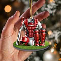 Maxcorners Custom Name Baseball Ornament, Baseball Lover Christmas Gift 2D Flat LM2111