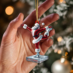Maxcorners Custom Name Santa Figure Skating Ornament, Santa Christmas Decoration 2D Flat LM2111