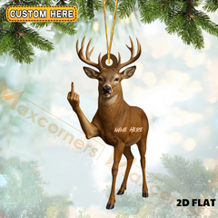 Maxcorners Personalized Funny Deer Fukin Acrylic Christmas Ornament - Custom Decoration Holiday Gift for Hunters 2D Flat