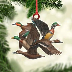 Maxcorners Flying Duck Acrylic Christmas Ornament - 3D Waterfowl Hunting Decor, Duck Hunter Gift Idea