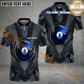 Maxcorners Ball 8 King Engine Billiard Jersey Multicolor Options Personalized Name, Team Name 3D Polo Shirt (4 Colors)