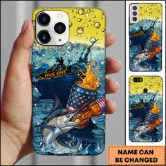 Maxcorners Marlin Fishing Phone Case Beer Splash Fishing Graphic Personalized Name 3D Phone Case