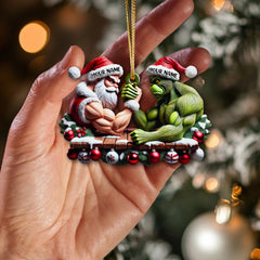 Maxcorners Custom Name Santa and Stink Ornament, Santa and Stink Christmas Gift 2D Flat LM2111