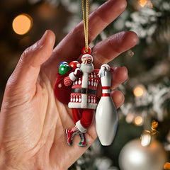 Maxcorners Custom Name Bowling Santa Ornament, Bowling Lover Christmas Gift 2D Flat LM2111