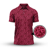 Maxcorners Funny Golf Pattern Polos, Pink Golf Shirt For Men, Golf Gift For Golfers