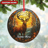 Maxcorners Personalized Deer Ornament, Custom Name Christmas Decoration, Rustic Woodland Animal Ornament for Holiday Tree LM0411