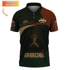 Maxcorners Poker Custom Shirts Grim Reaper Poker Polo Shirt Men Chip And Playing Card, Poker GiftsLM1009