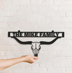 Maxcorners Personalized Metal Ranch Sign WITH LED/WITHOUT LED – Western Longhorn Skull Cowboy Decor LM0110