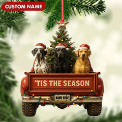 Maxcorners Personalized Hunting Dogs Truck Ornament, Custom Name Christmas Gift for Dog Lovers LM0411